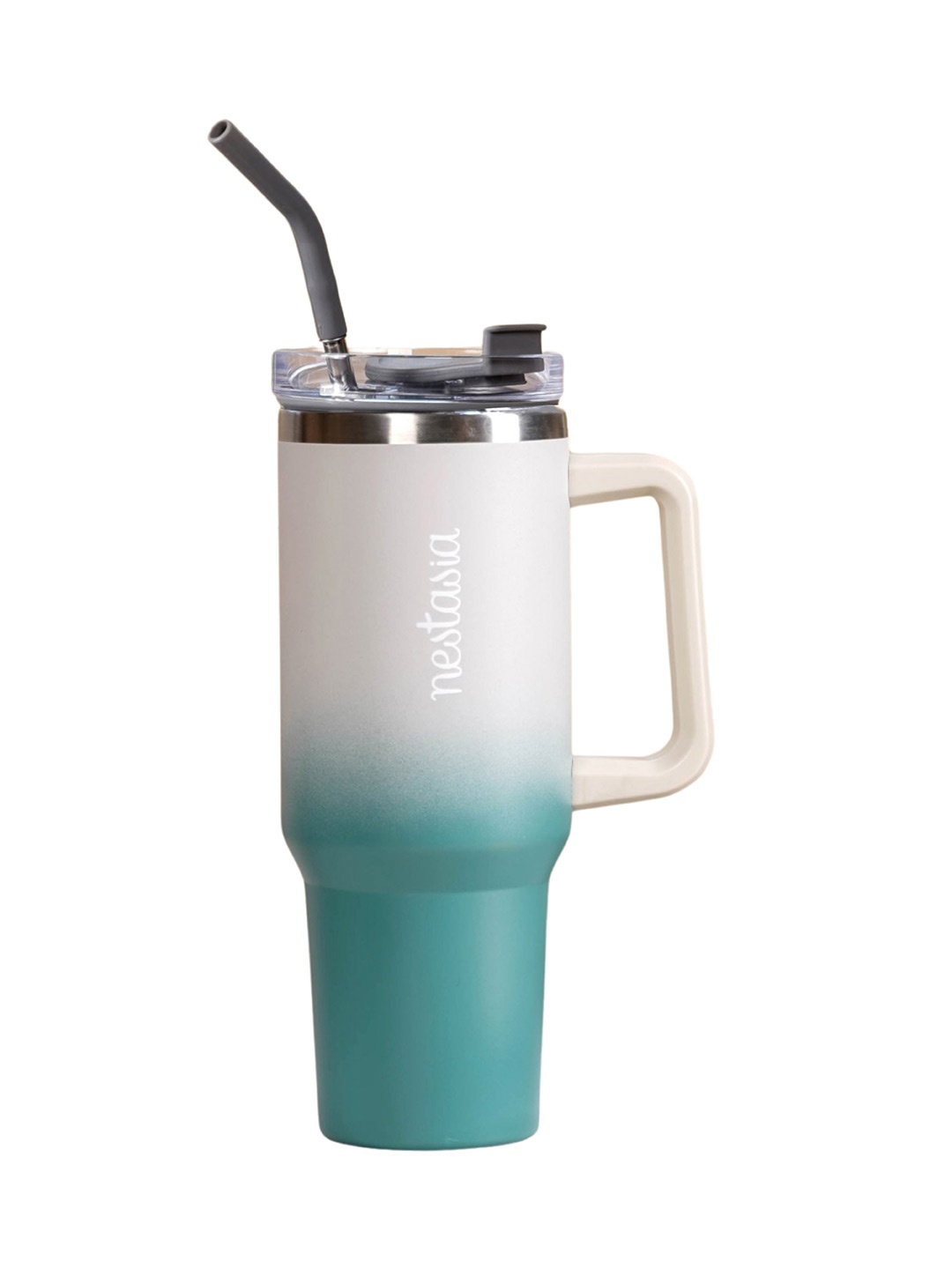 

Nestasia Teal & Grey Single Stainless Steel Solid Double Wall Vacuum Water Bottle