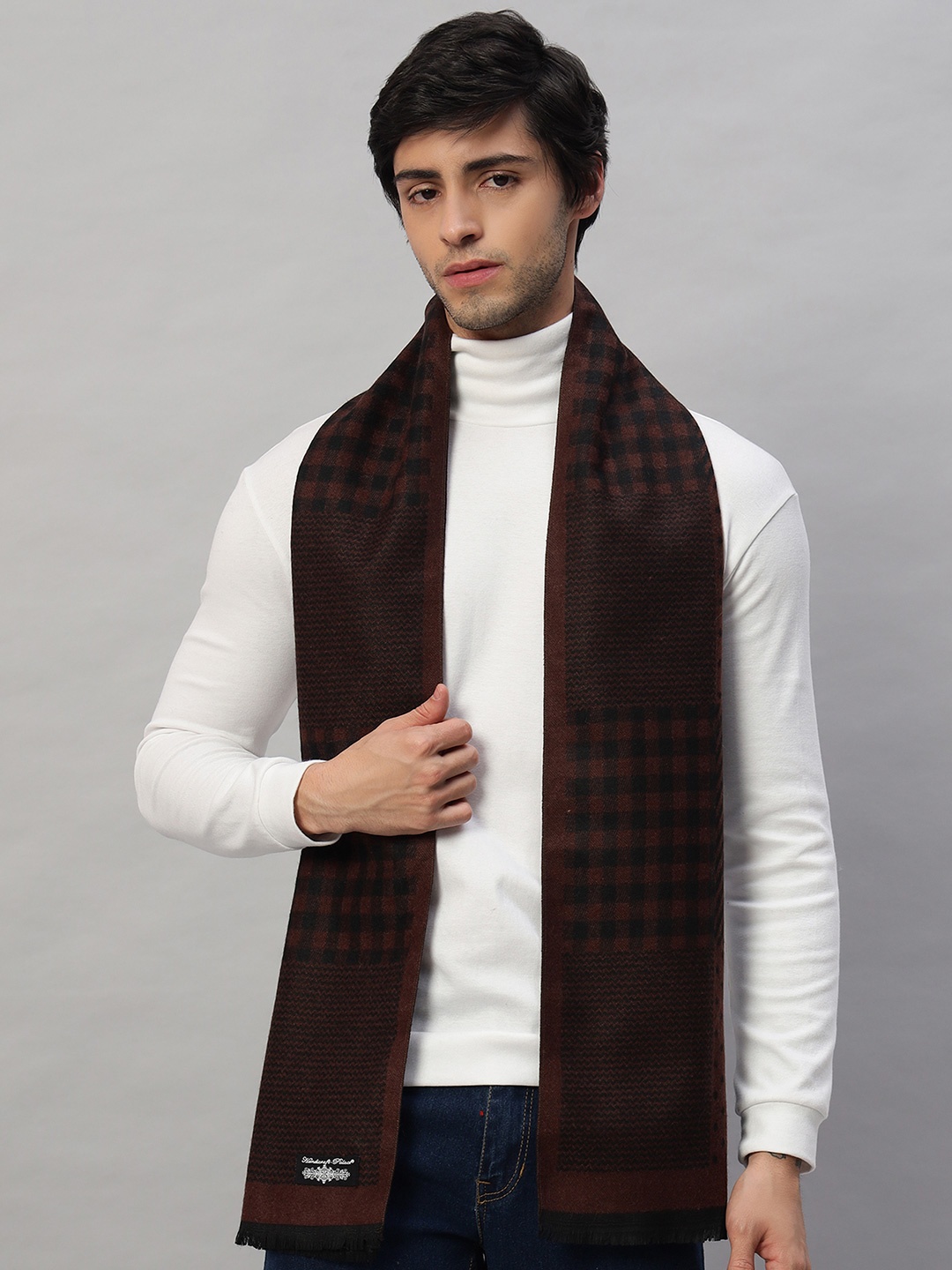 

HANDICRAFT PALACE Men Checked Reversible Mufflers, Brown