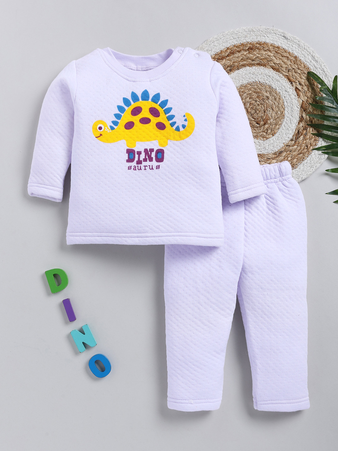 

YK X Tinyo Infant Boys Printed T-shirt with Trousers, Lavender