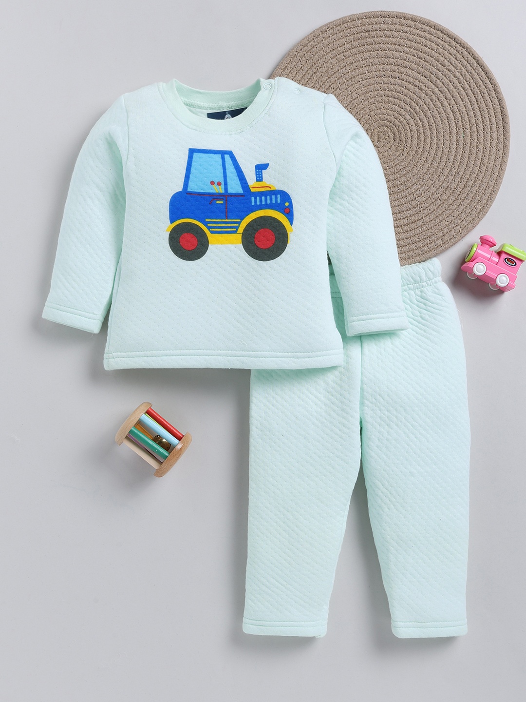 

YK X Tinyo Infant Boys Printed T-shirt with Trousers, Green