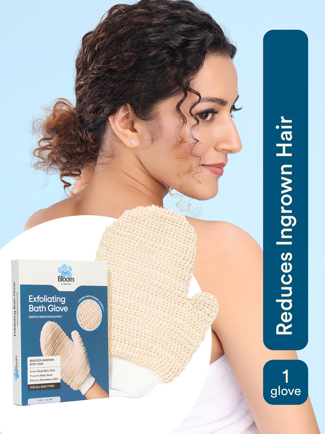 

Bloom Exfoliating Bath Glove For Exfoliation & Strawberry Legs, Yellow