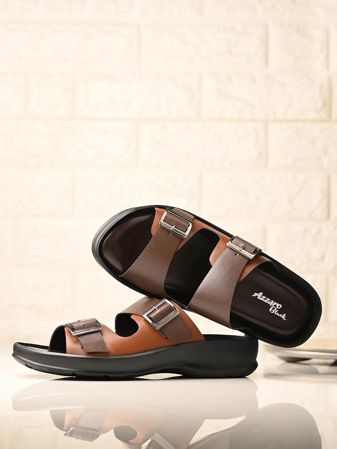 

Azzaro Black Men Comfort Sandals, Brown