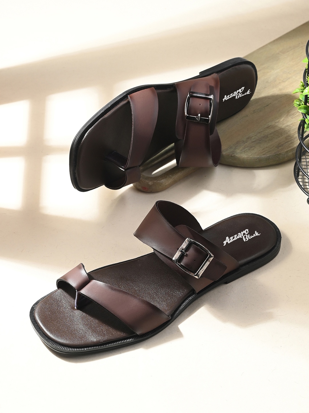 Azzaro Black Men Comfort Sports Sandals, Brown