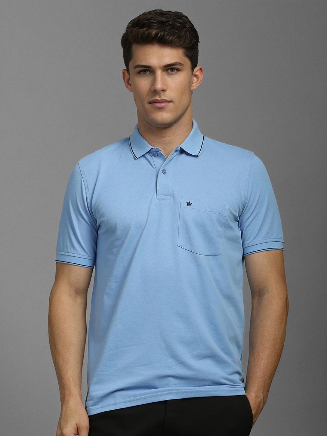 

Louis Philippe Men Polo Collar Pockets T-shirt, Blue