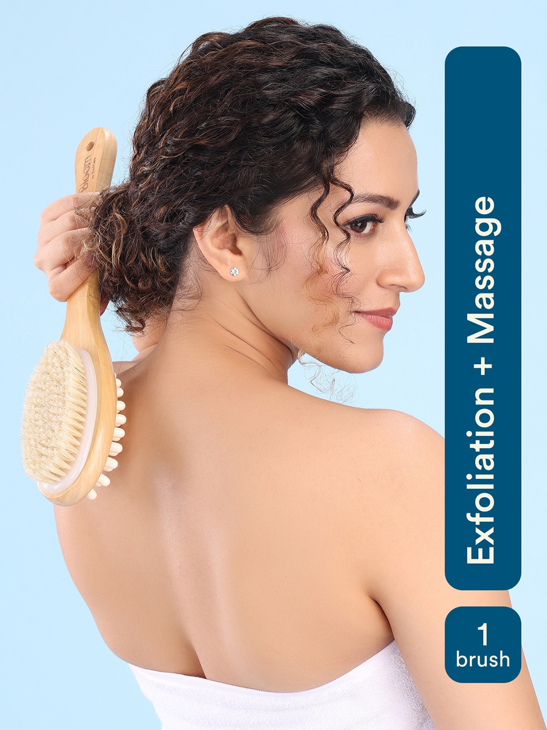 

Bloom 2-In-1 Exfoliating Long Handle Body Brush, Brown