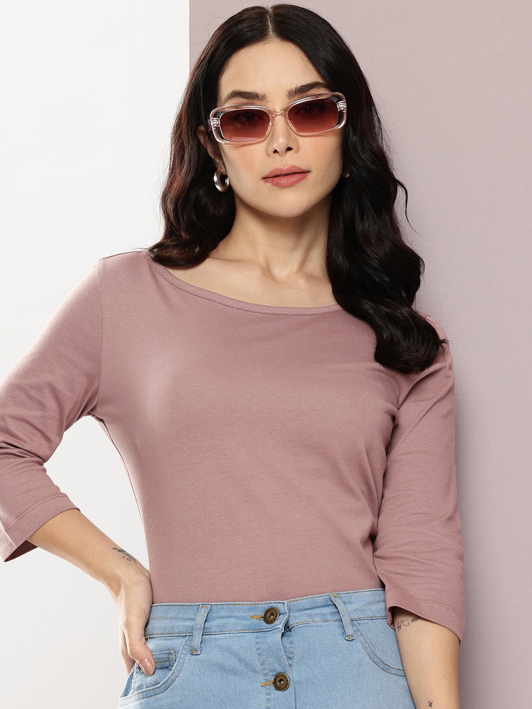 

Kook N Keech Boat Neck Pure Cotton Top, Mauve