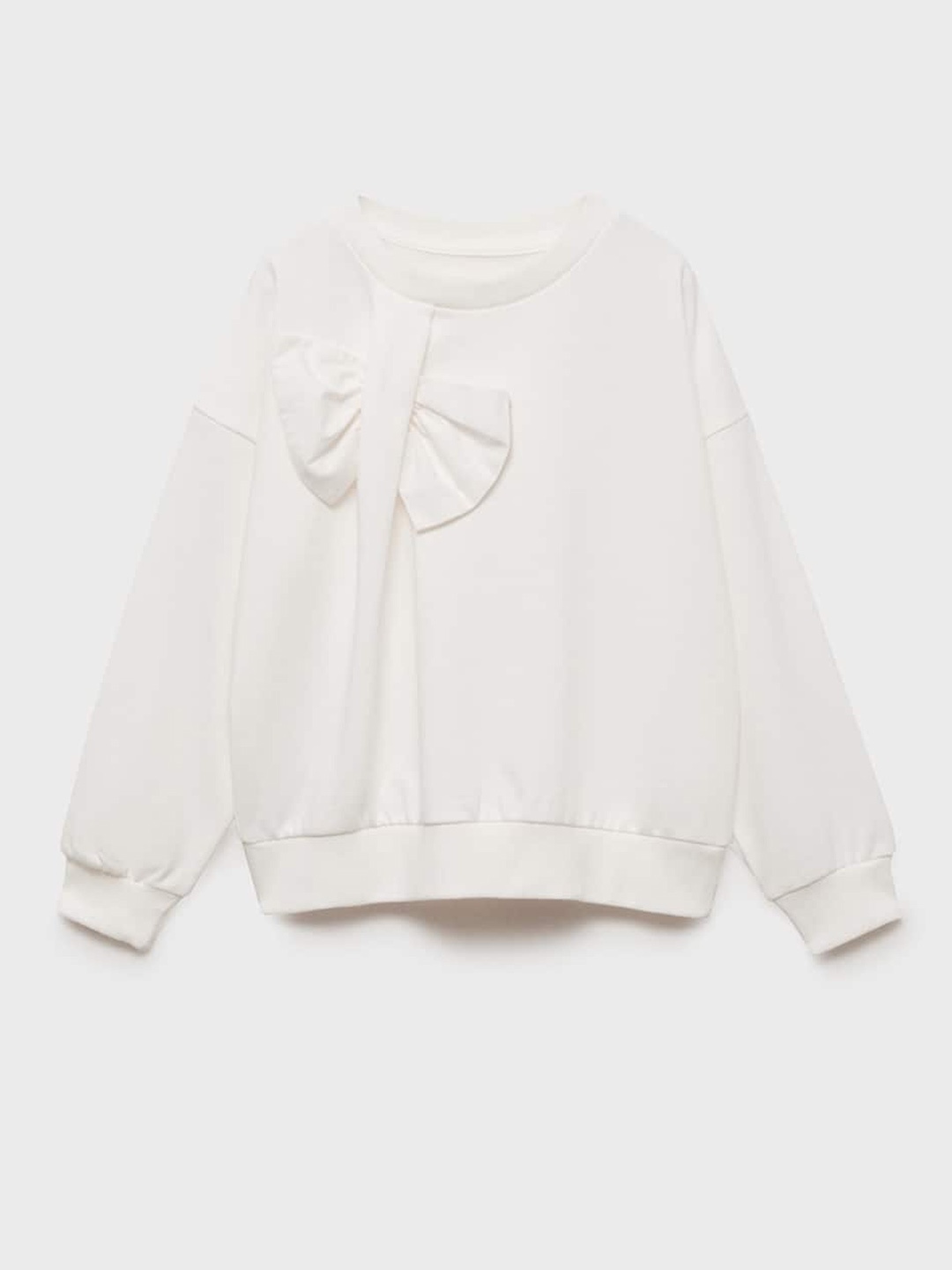 

Mango Kids Girls Pure Cotton Sweatshirt With Bow Detail, Off white
