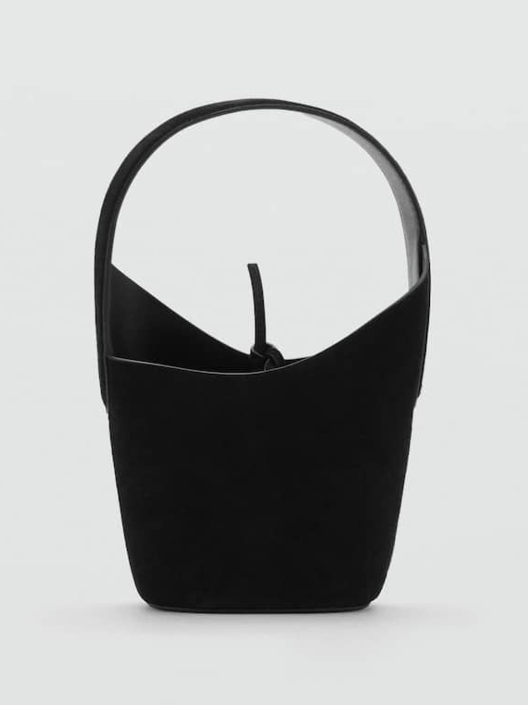 

MANGO Leather Structured Handheld Bag, Black