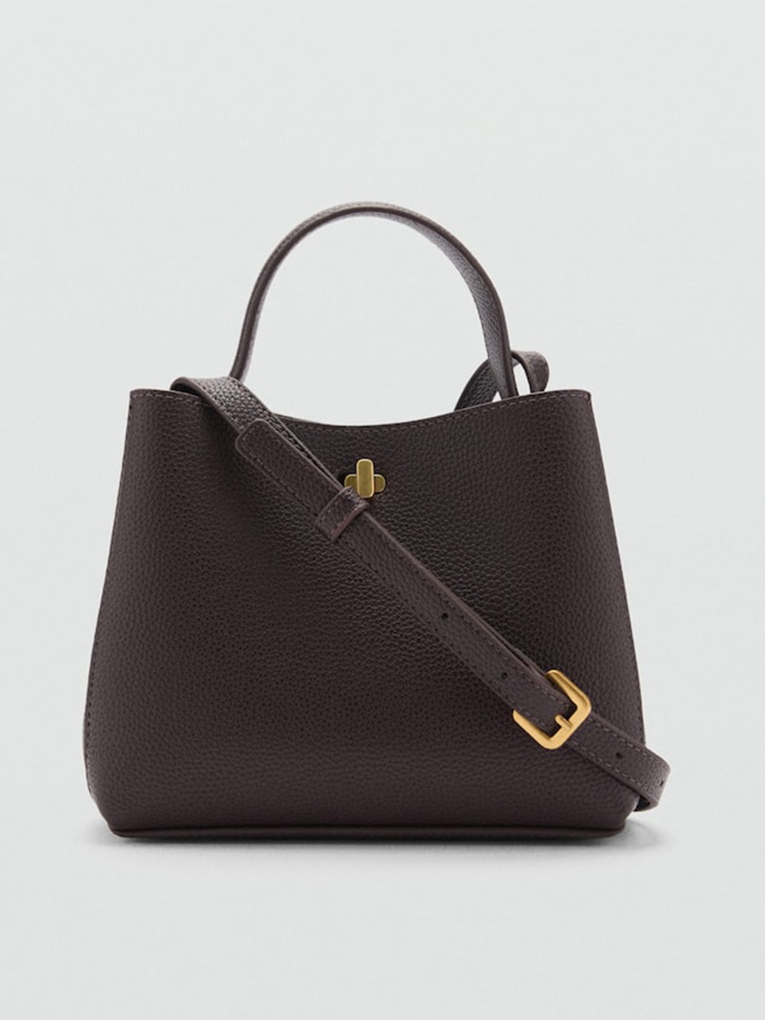 

MANGO Textured Handheld Bag, Coffee brown