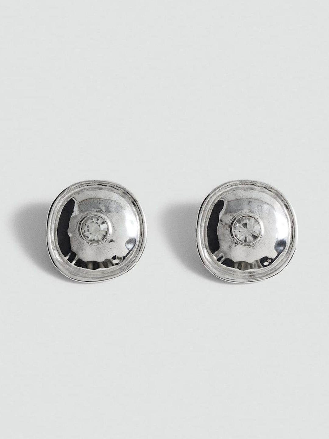 

MANGO Crystal Coin Circular Studs, Silver