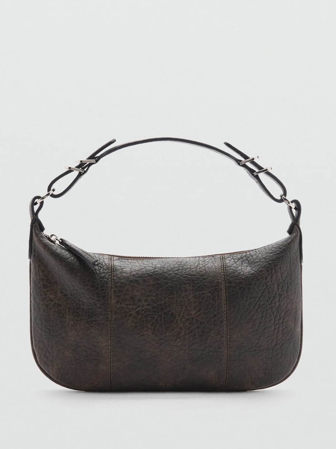 

MANGO Textured Faux Leather Handheld Bag, Brown