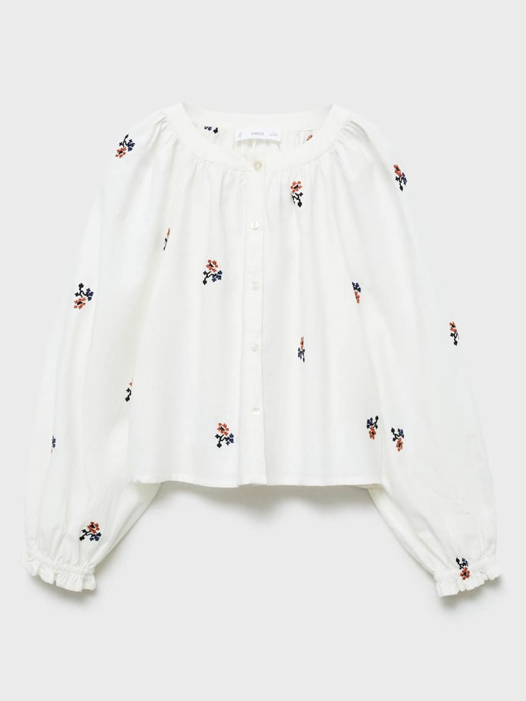 

Mango Kids Girls Floral Embroidered Pure Cotton Shirt Style Top, White