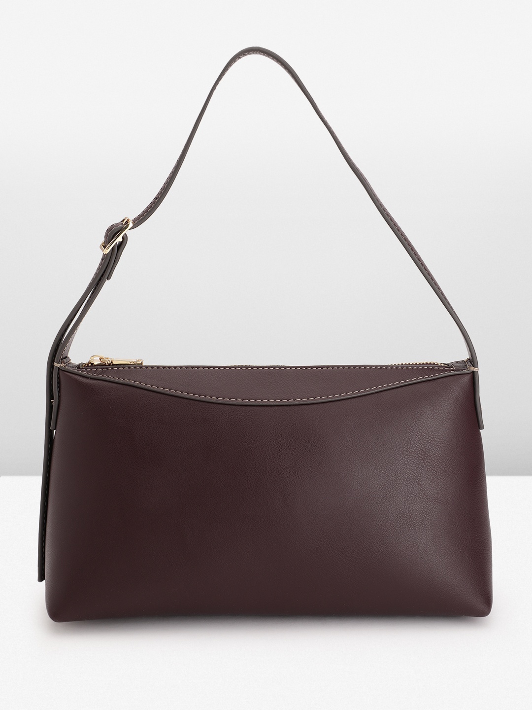 

MANGO PU Structured Shoulder Bag, Coffee brown