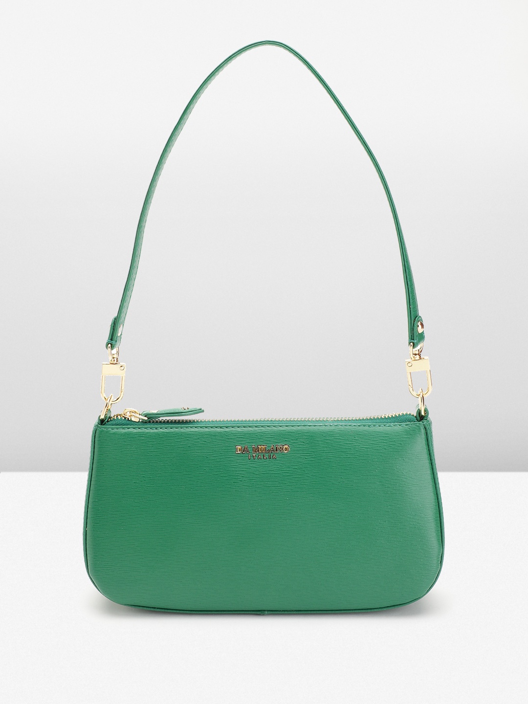 

Da Milano Textured Leather Structured Shoulder Bag, Green