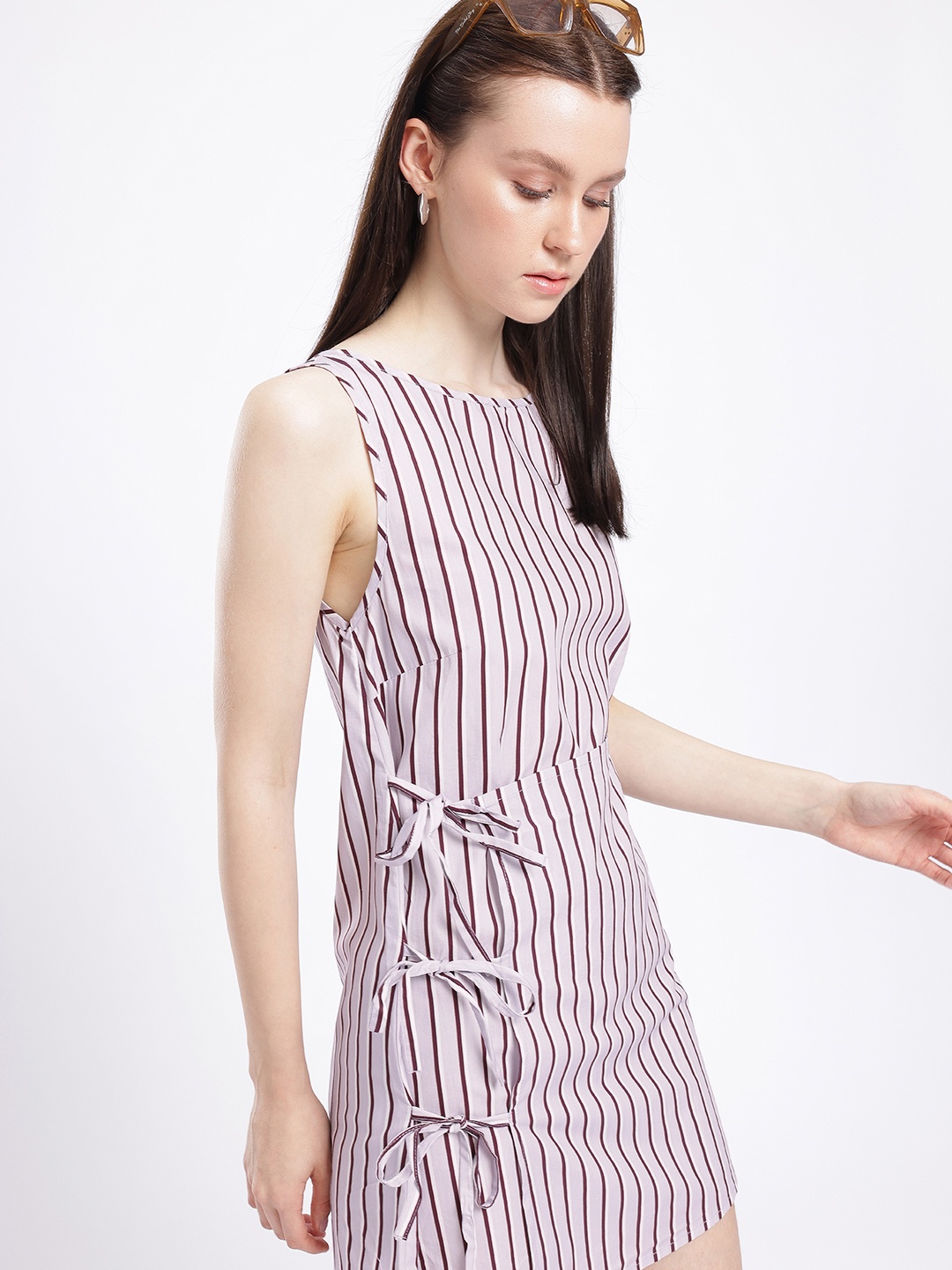 

glitchez Cool Chic Tie-Ups Striped Sheath Mini Dress, Lavender