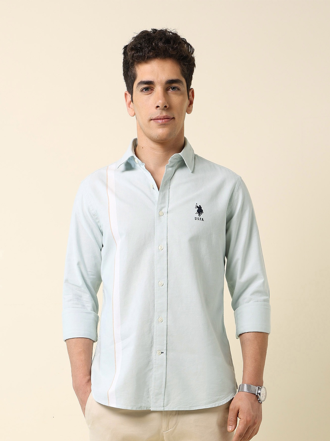 

U.S. Polo Assn. Men Tailored Fit Opaque Casual Shirt, Green