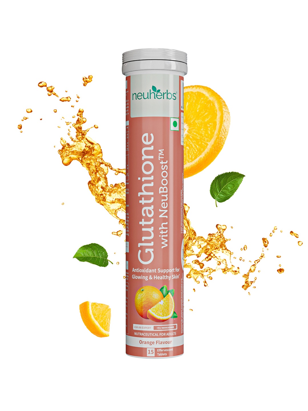 

Neuherbs Glutathione Effervescent Tablets - 15 Tablets- Orange Flavour