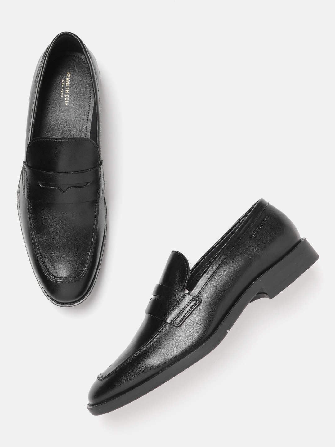 

Kenneth Cole Men Formal Leather Penny Loafers, Black