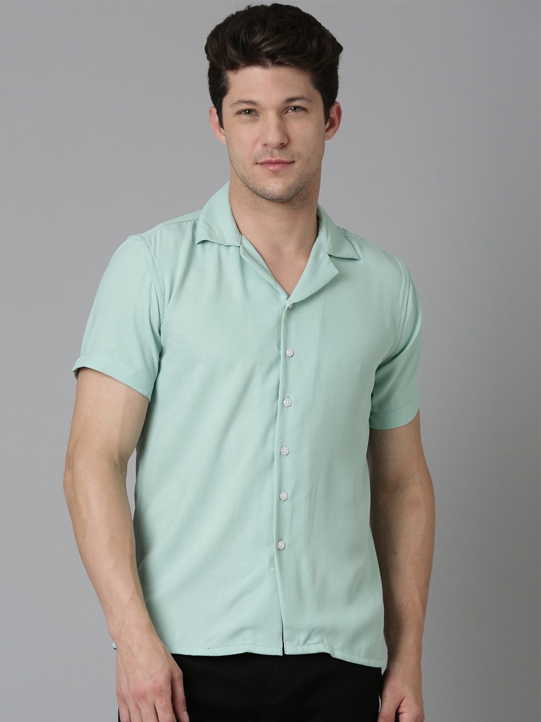 

NEVER NEUD Men Relaxed Hippie Oversized Casual Shirt, Green