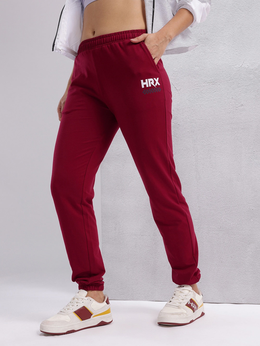 

HRX by Hrithik Roshan Women Printed Joggers, Maroon