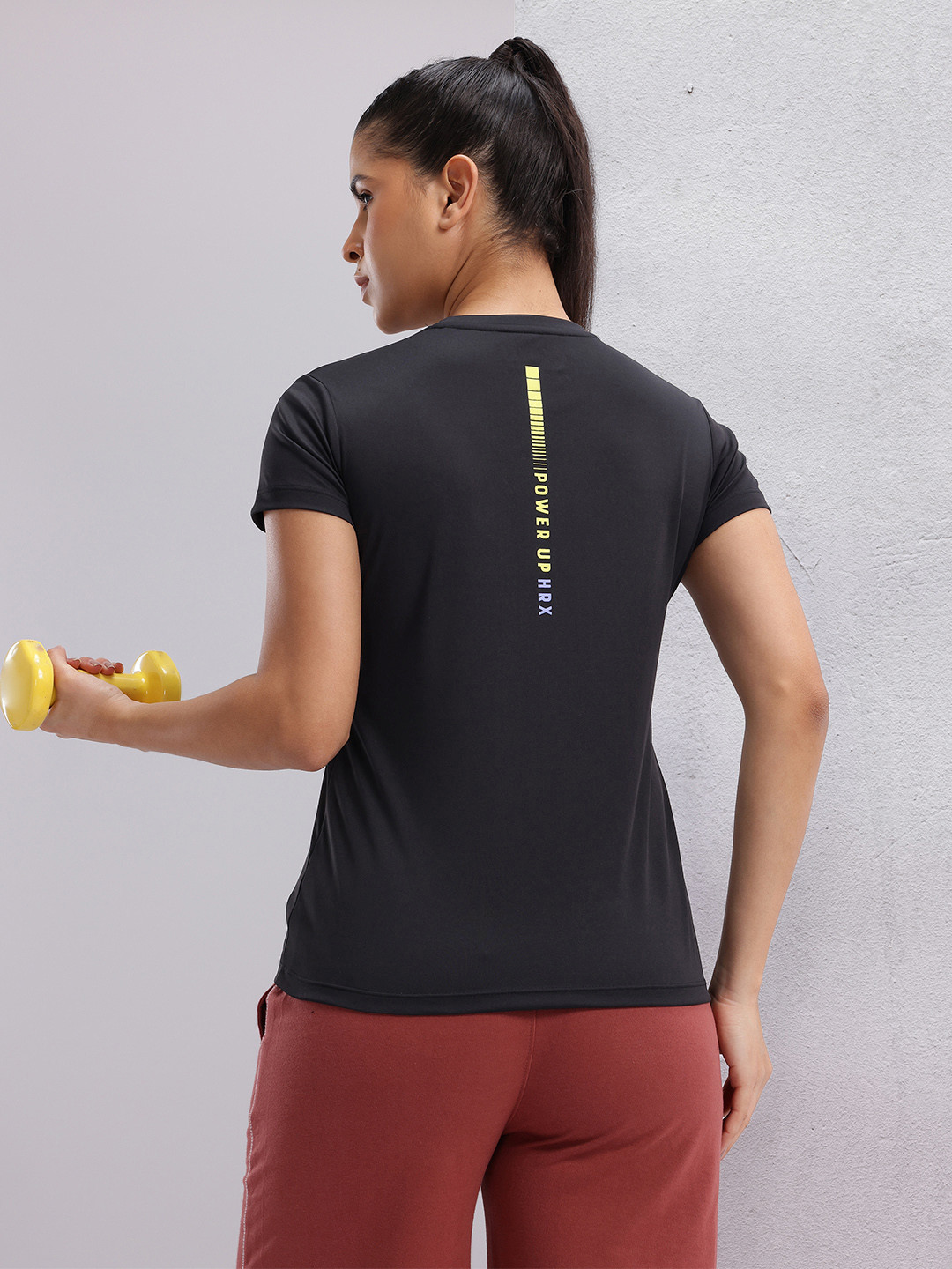 

HRX by Hrithik Roshan Women Printed Rapid-Dry Training T-shirt, Black