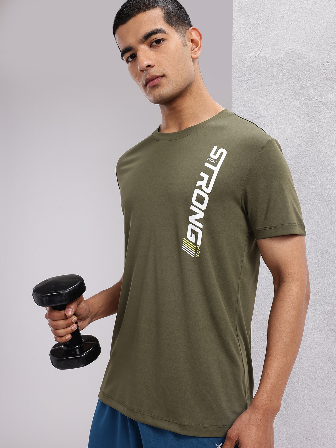 

HRX by Hrithik Roshan Men Typography Printed Rapid-Dry Training T-shirt, Olive