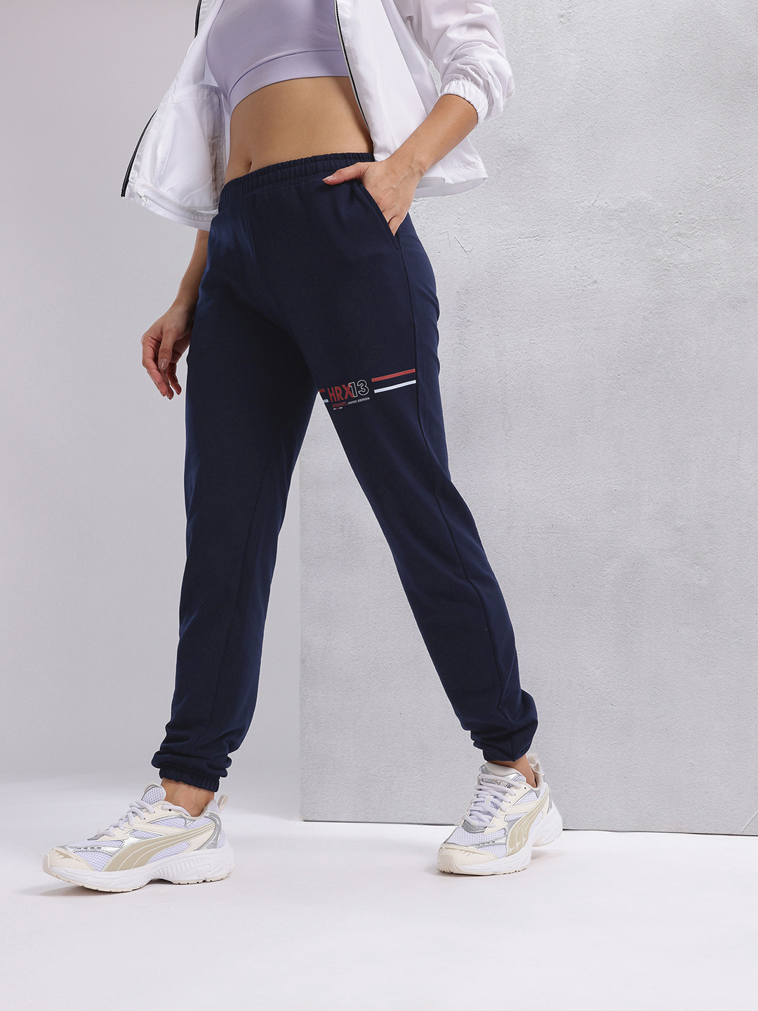 

HRX by Hrithik Roshan Women Printed Joggers, Navy blue