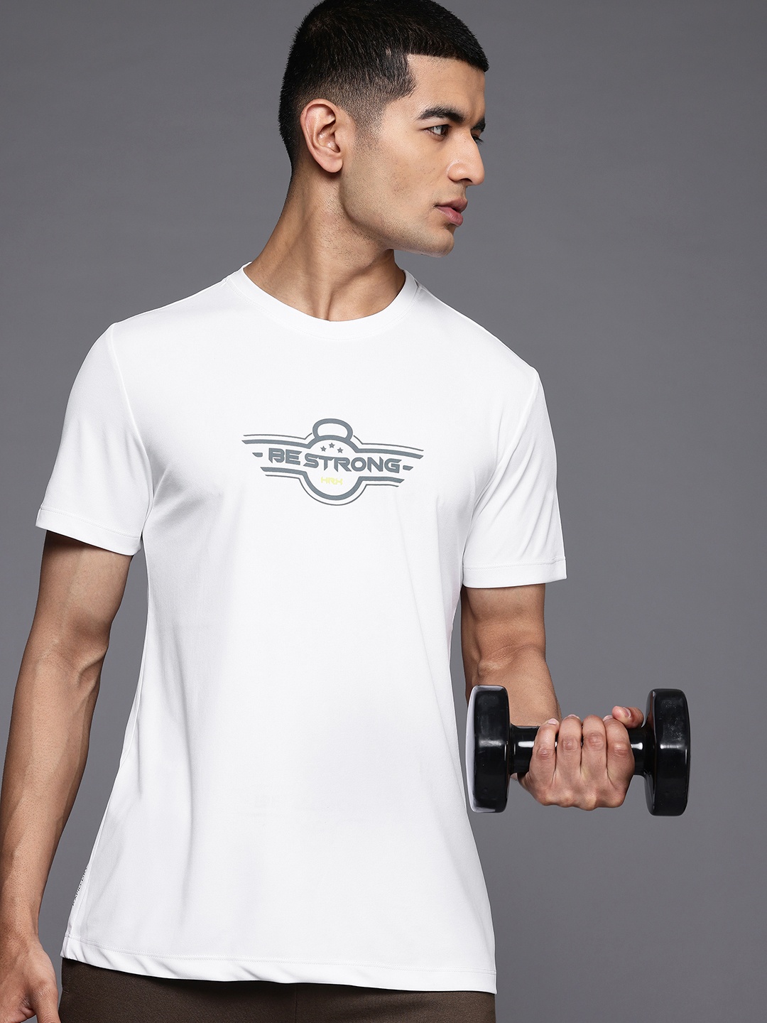 

HRX by Hrithik Roshan Typography Print Rapid-Dry Training T-shirt, White