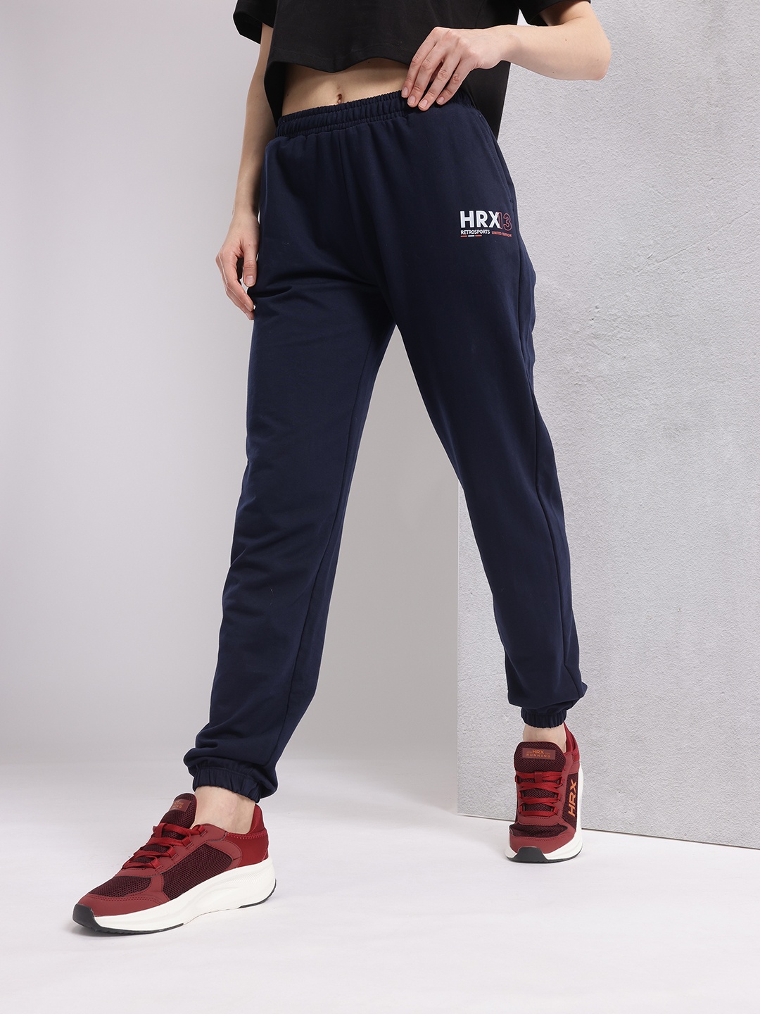 

HRX by Hrithik Roshan Women Lifestyle Brand Logo Printed Joggers, Navy blue
