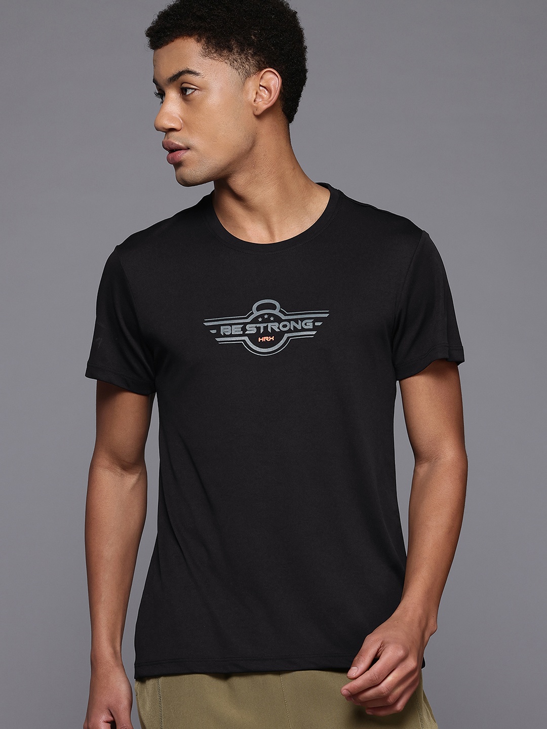 

HRX by Hrithik Roshan Rapid-Dry Printed Training T-shirt, Black