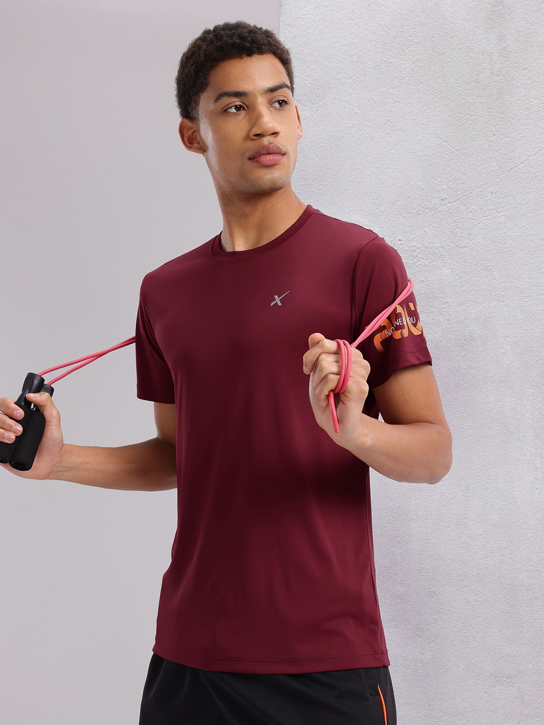 

HRX by Hrithik Roshan Placement Print Training T-shirt, Maroon