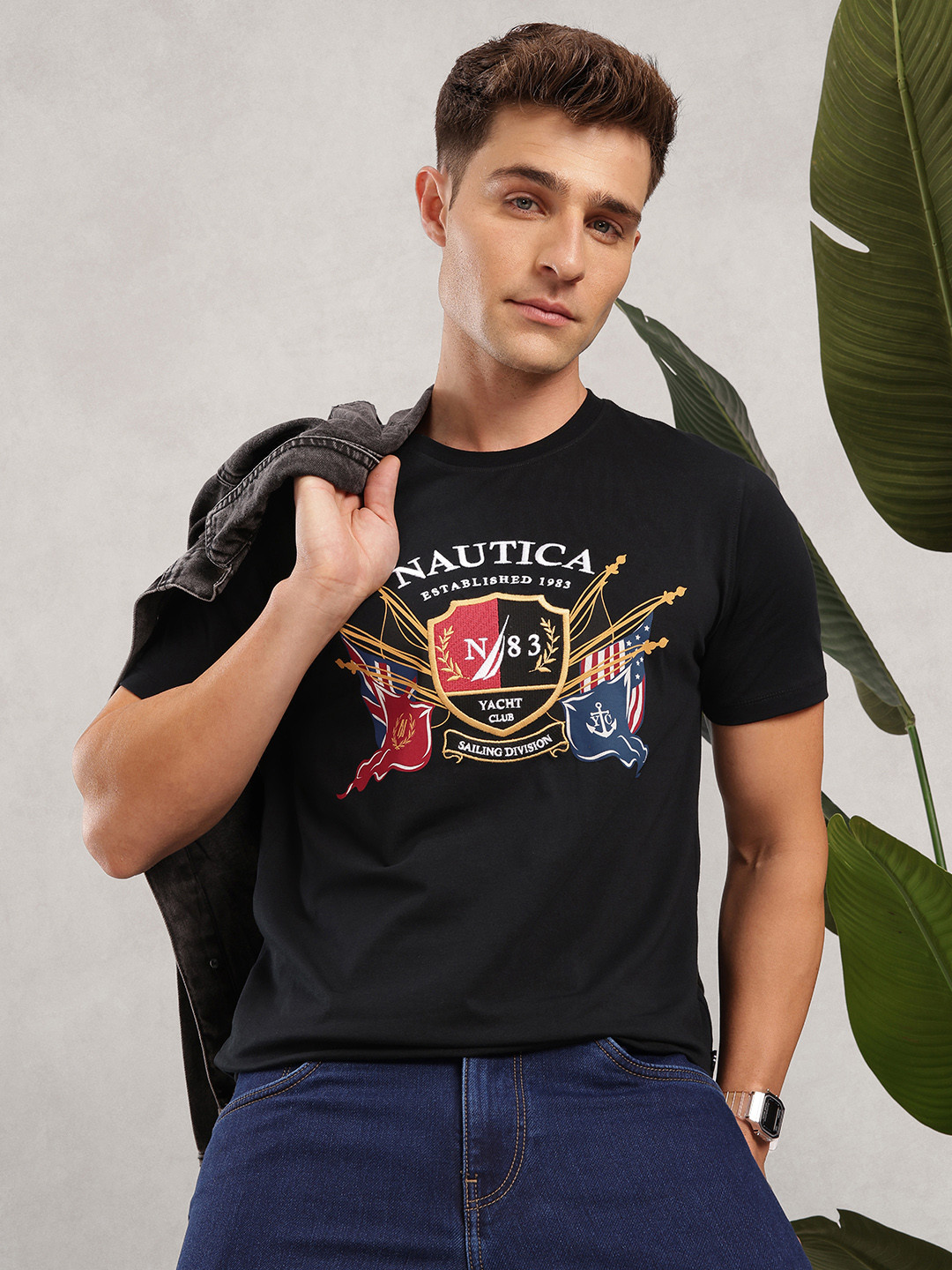 

Nautica Brand Logo Embroidered T-shirt, Black