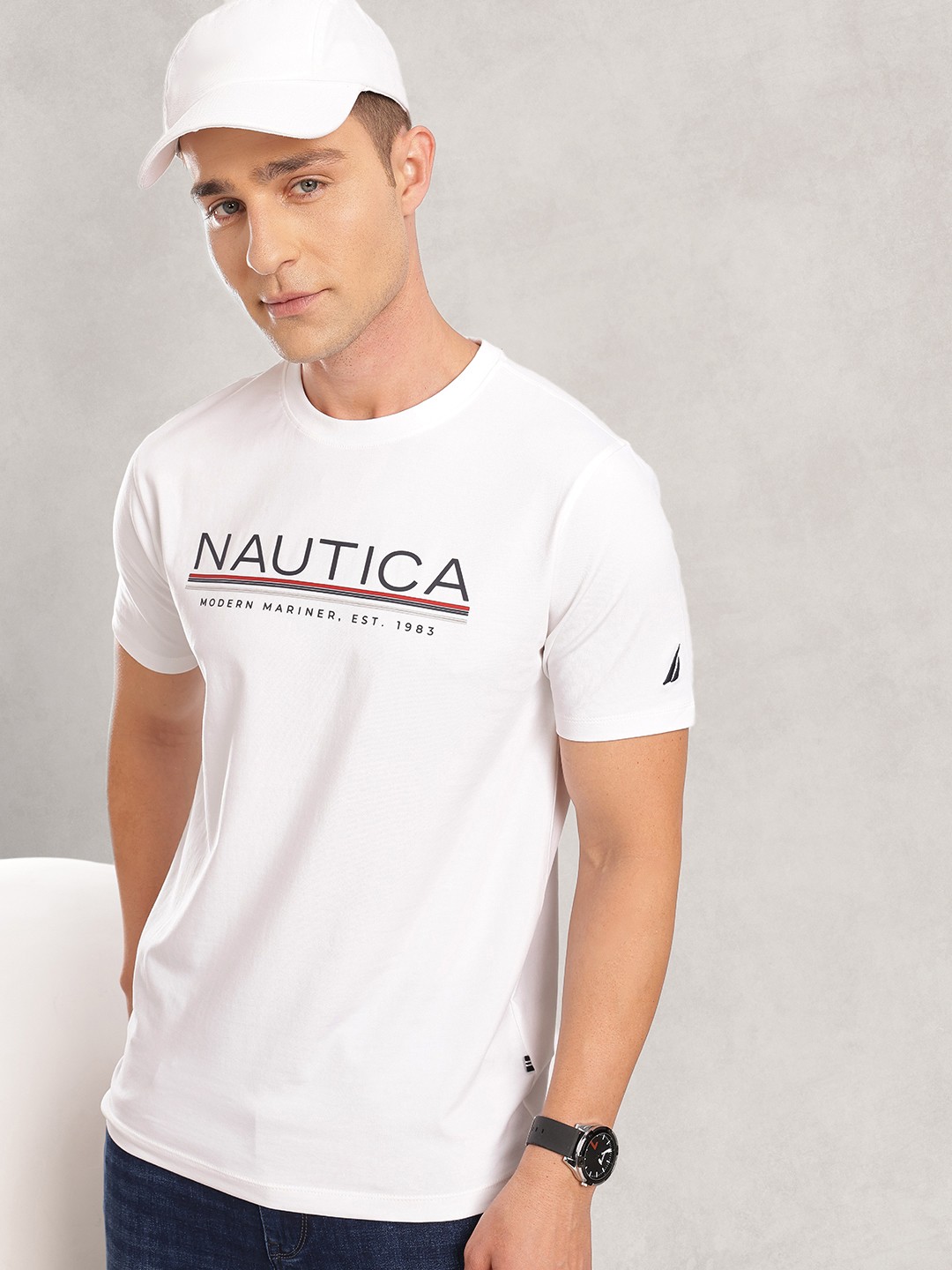 

Nautica Brand Logo Printed T-shirt, White