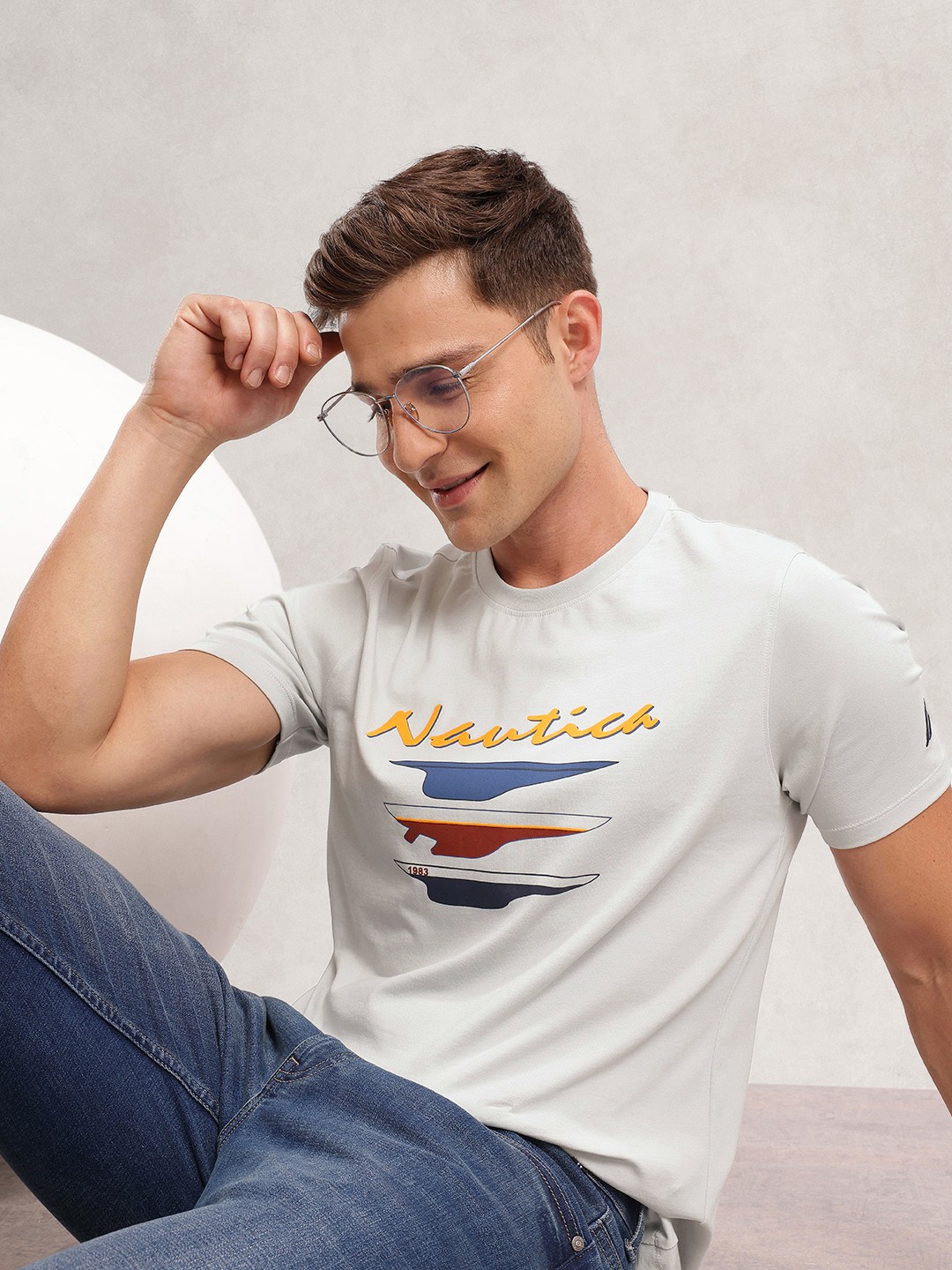 

Nautica Brand Logo Printed T-shirt, Grey