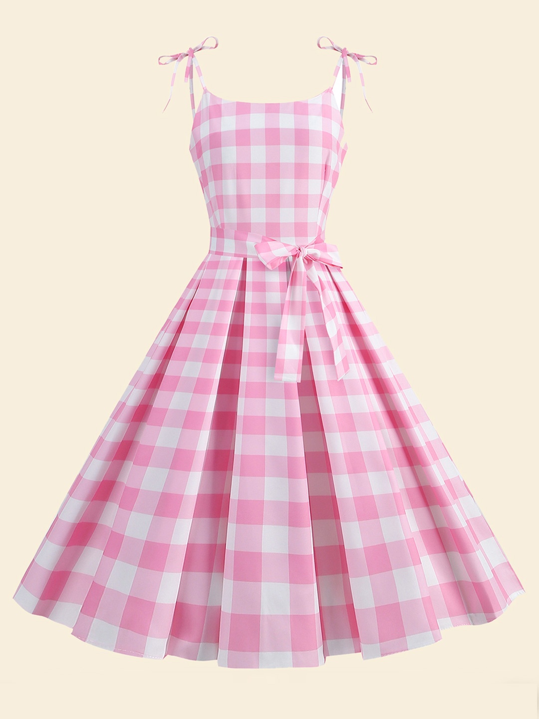 

StyleCast Women Checked Shoulder Straps Fit & Flare Dress, Pink