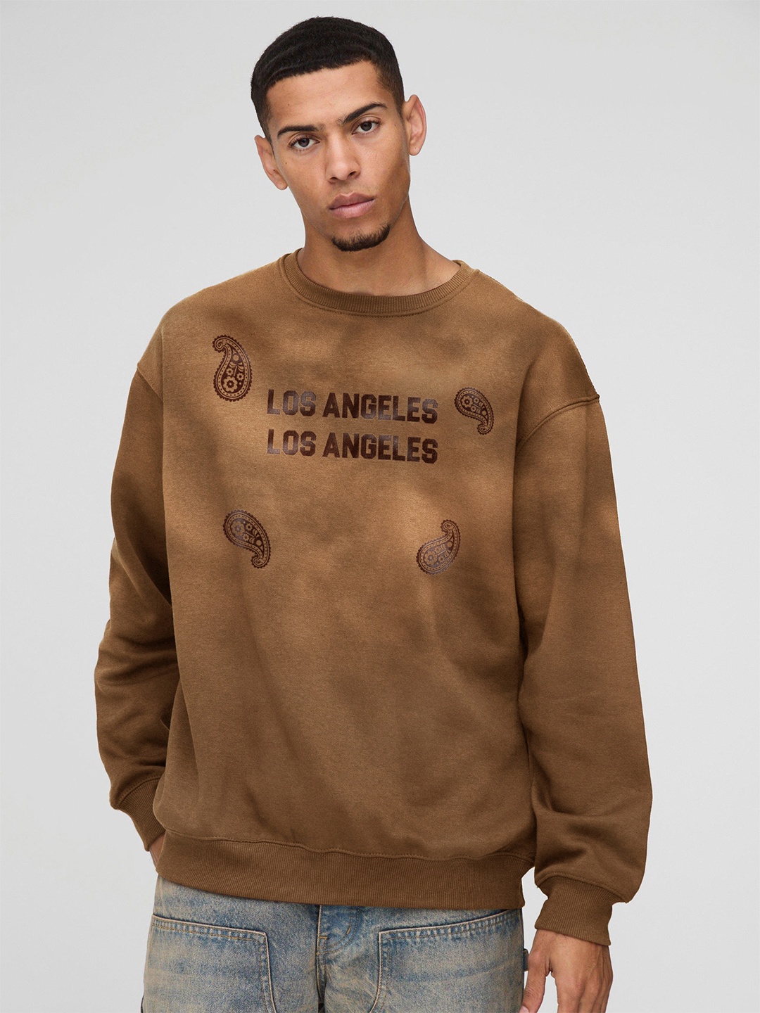 Maniac Men Printed Sweatshirt, Brown