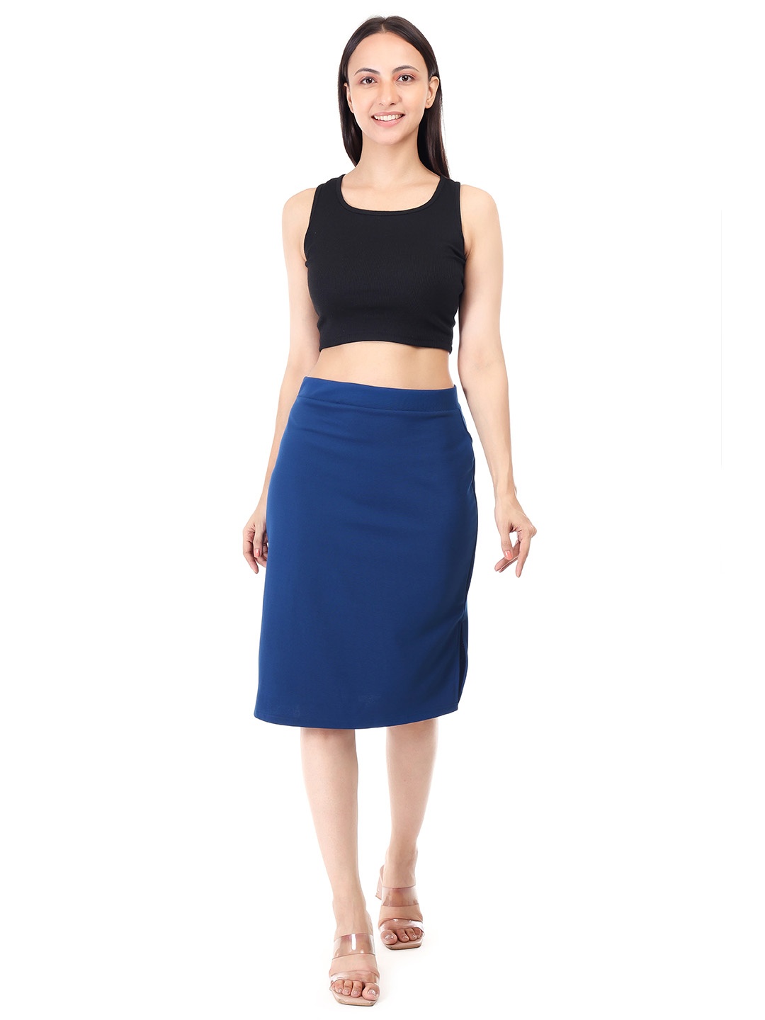 

OWL MINK A-Line Knee Length Skirt, Blue