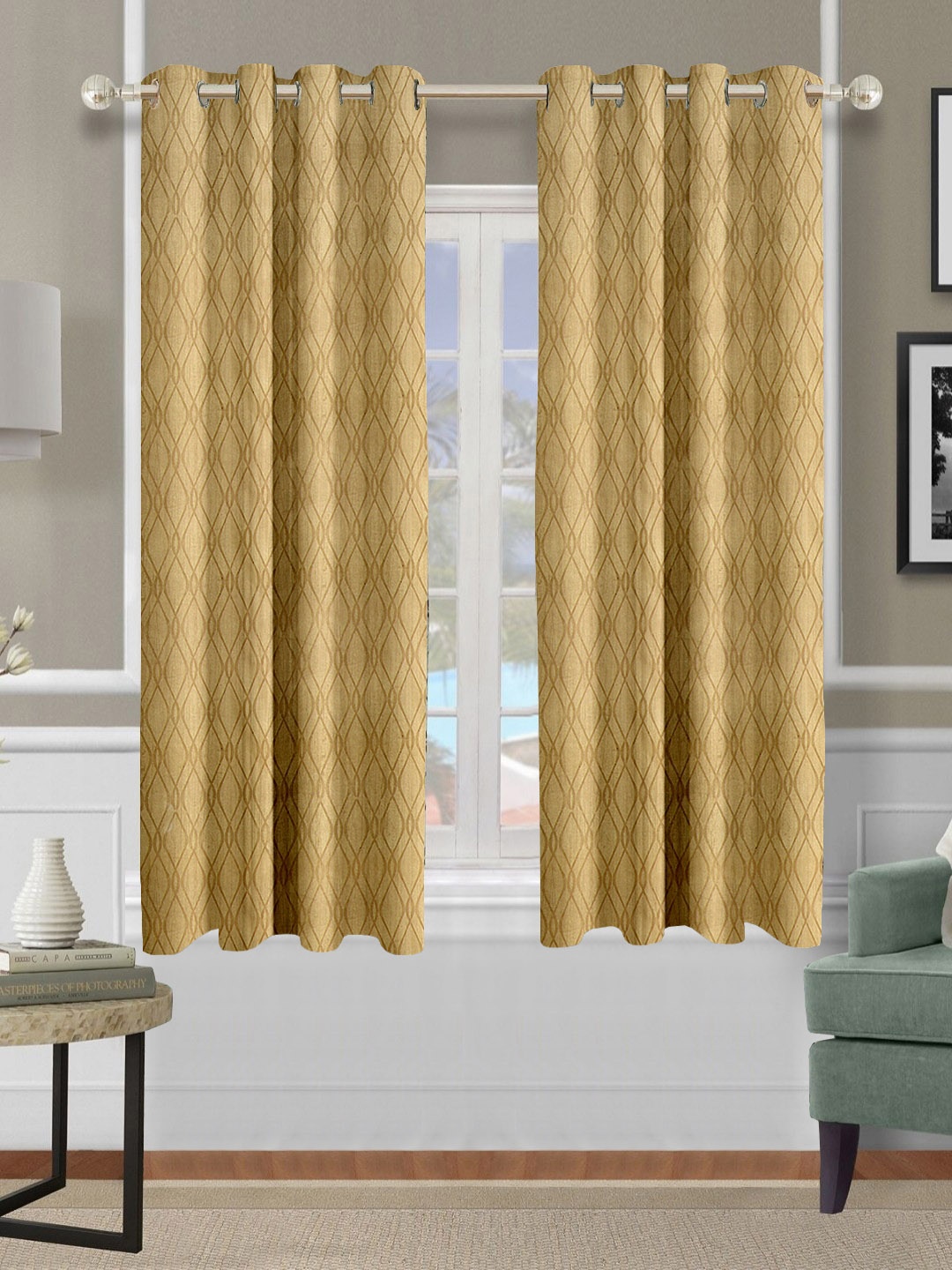 

Aura Beige Set of 2 Ethnic Motifs Window Curtain
