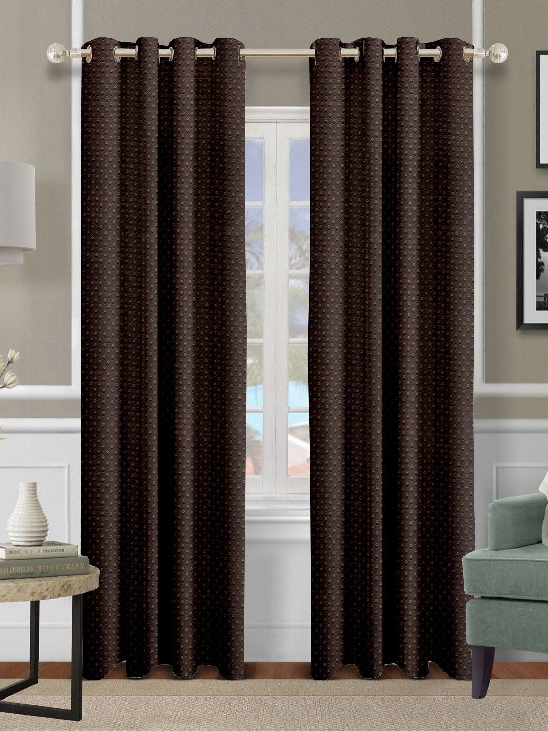

Aura Brown Set of 2 Ethnic Motifs Long Door Curtain