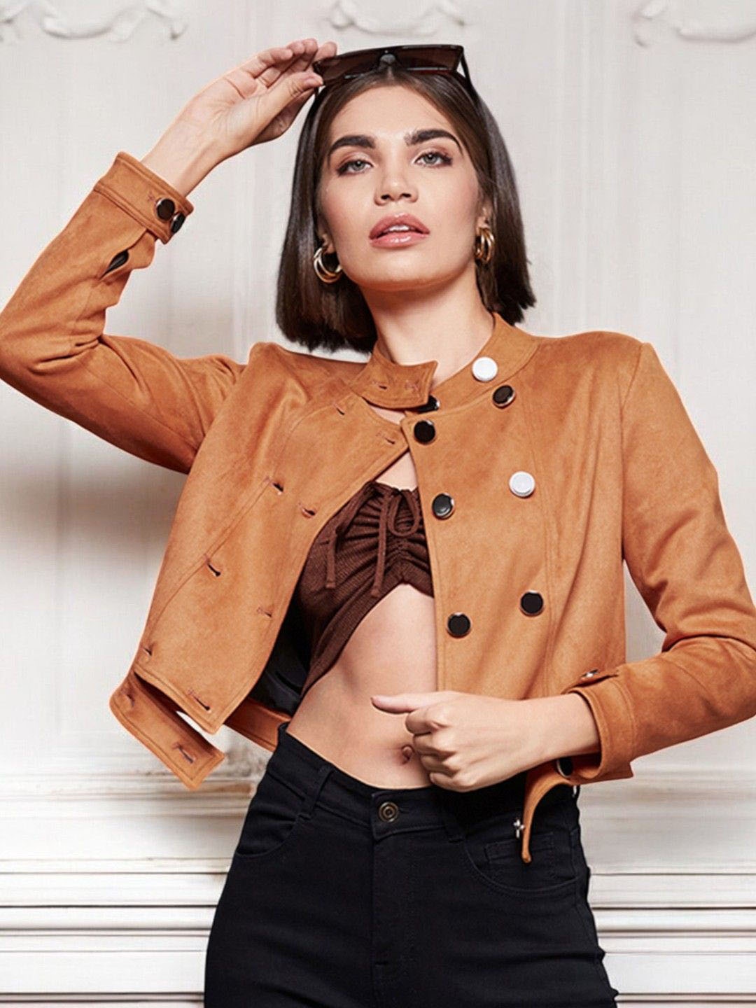 

Miss Chase Women Crop Tailored Jacket, Orange