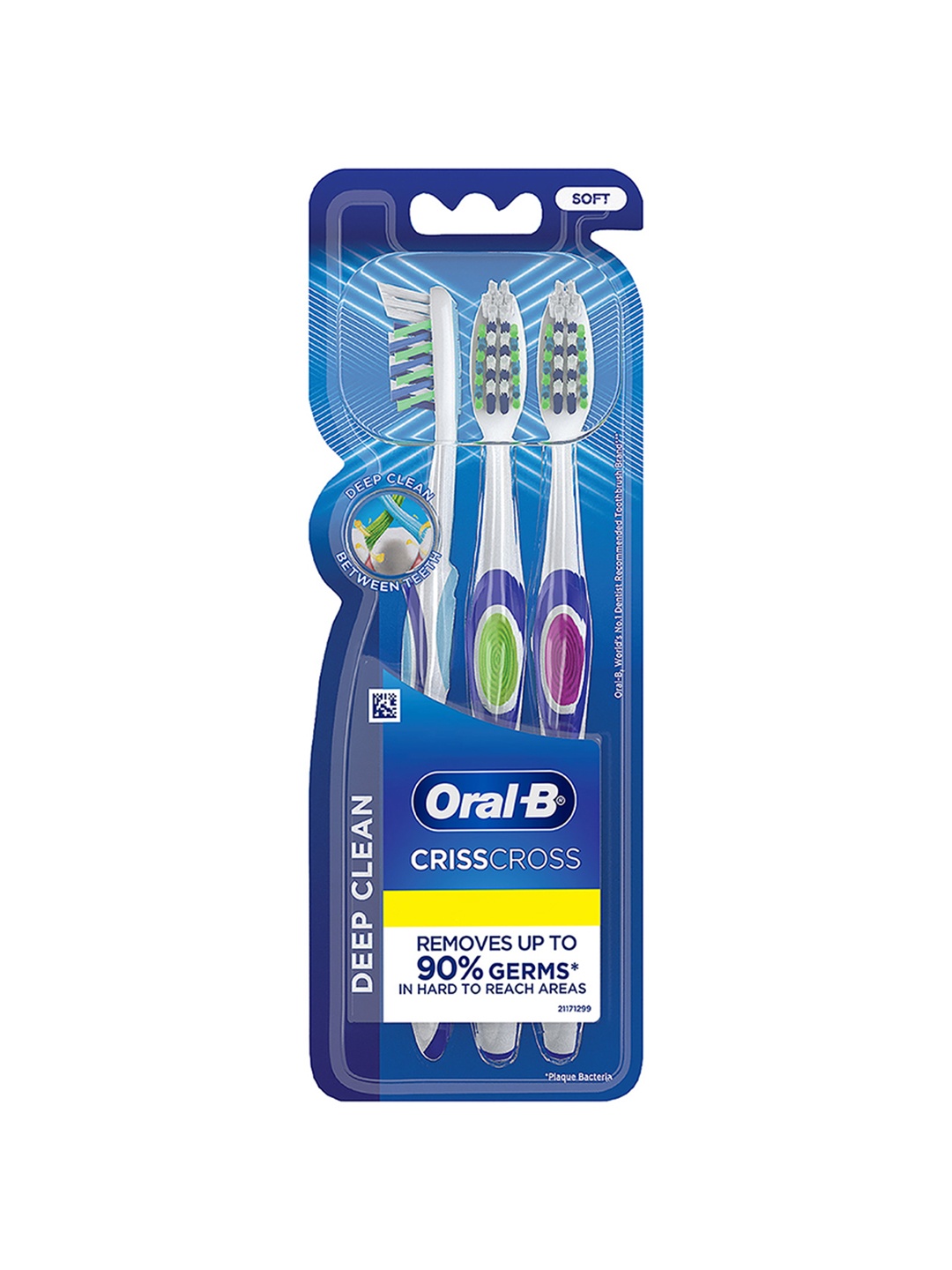

Oral - B Set of 3 Criss Cross Soft Manual Toothbrush - Multicolored, Multi