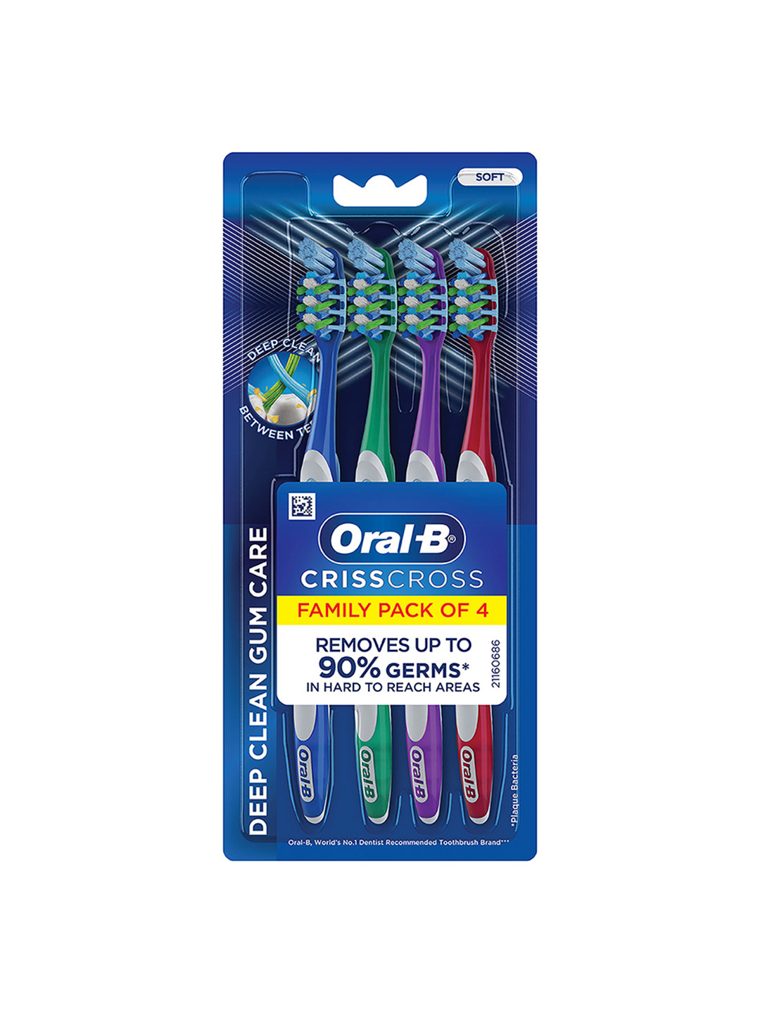 

Oral - B Set of 4 Criss Cross Gum Care Soft Manual Toothbrush - Multicolored, Multi