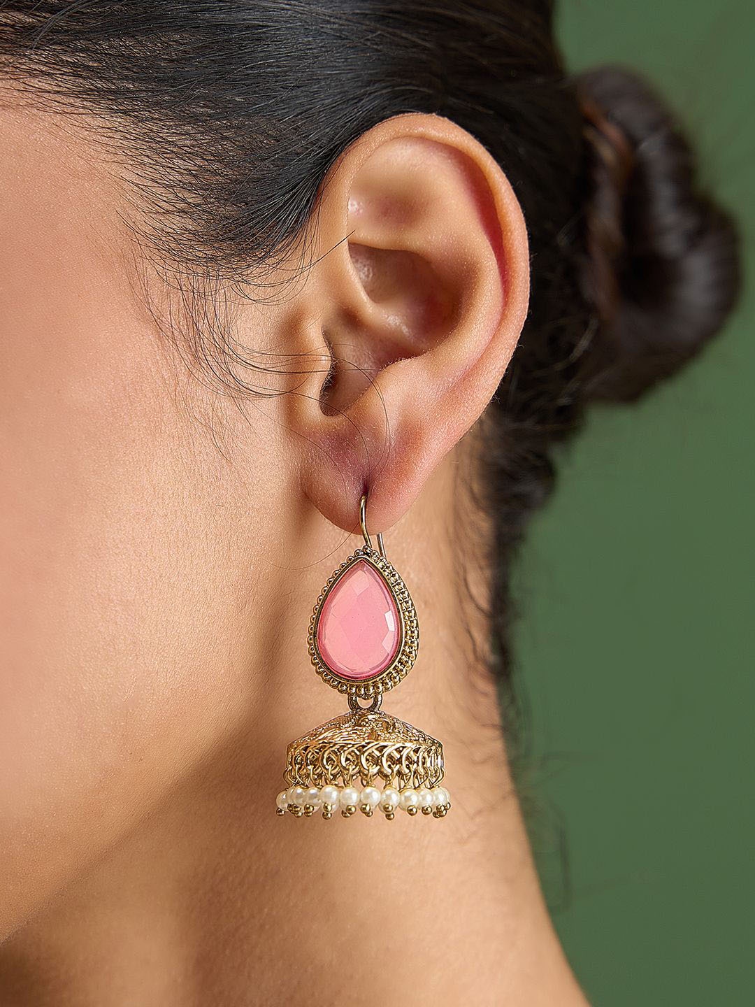 

Fida Dome Shaped Jhumkas Earrings, Gold