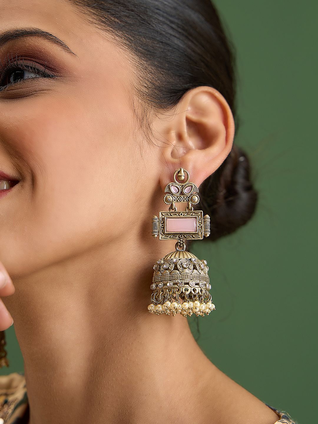 

Fida Dome Shaped Jhumkas Earrings, Silver