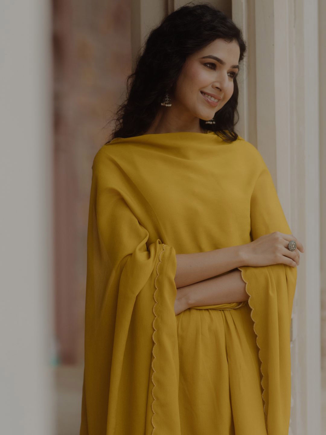 

anayna Women Regular Kurti with Sharara & With Dupatta, Mustard