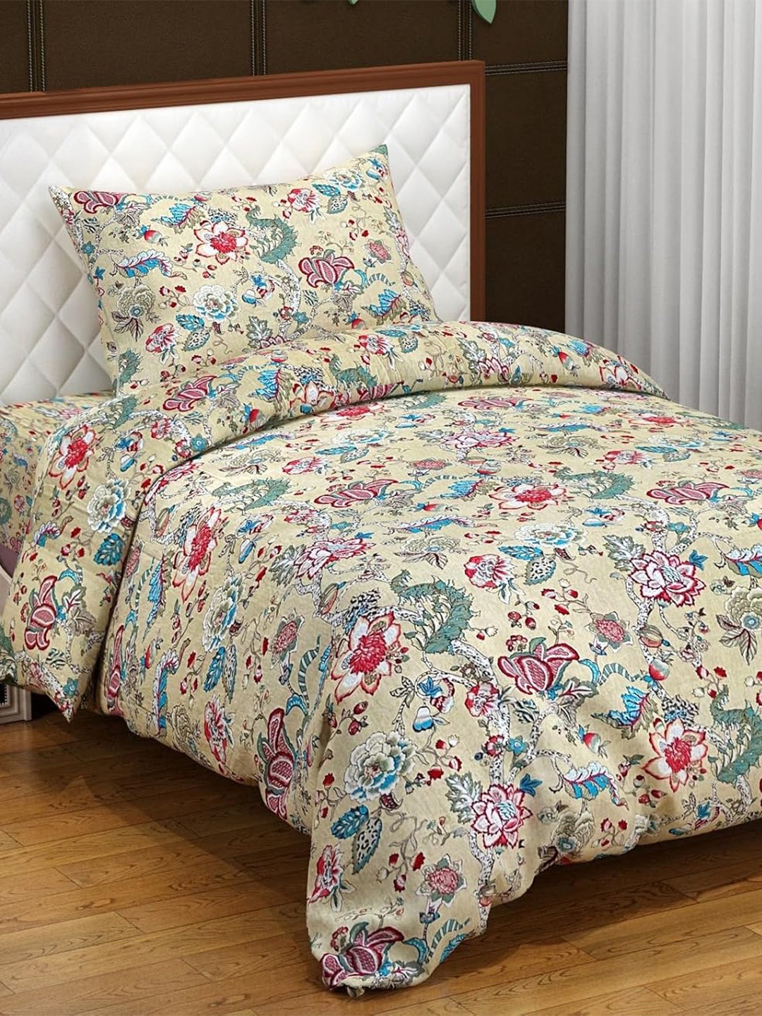 

Trance Home Linen Pure Cotton Printed Single Rajai Cover/Blanket Cover/Quilt Cover with Zipper, Red