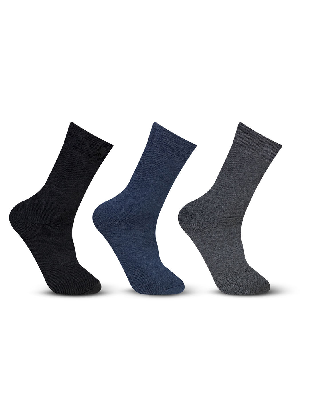 

Bonjour Men Pack Of 3 Calf Length Thermal Socks, Black