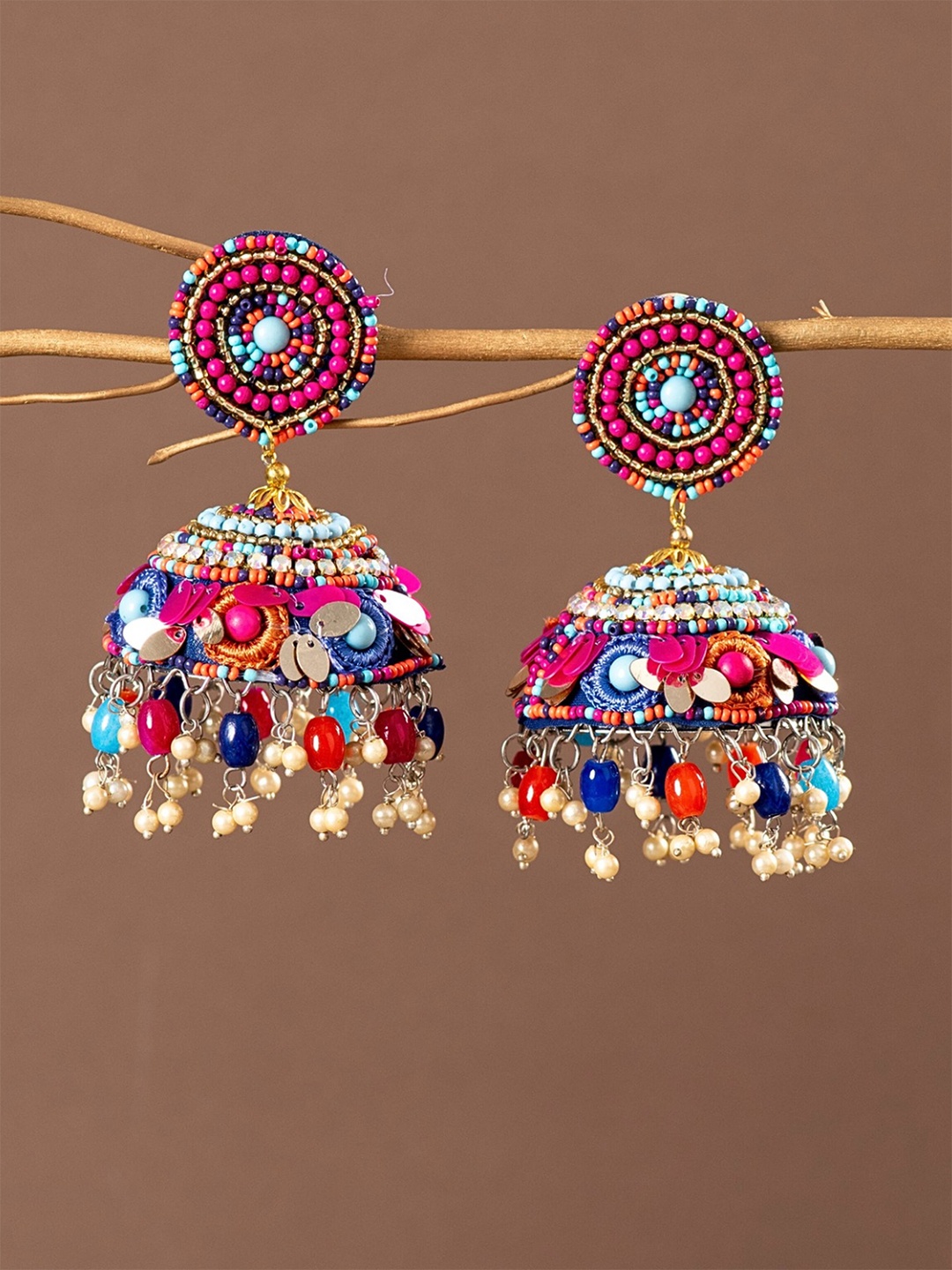 

UnfoldSelf Contemporary Jhumkas Earrings, Multi