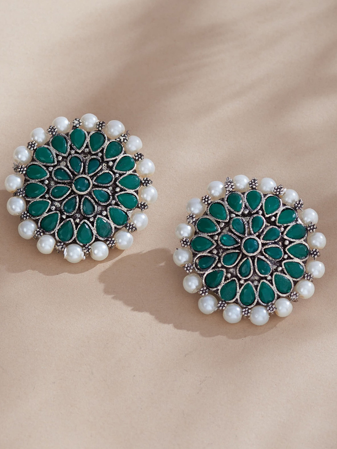 

UnfoldSelf Contemporary Studs Earrings, Green