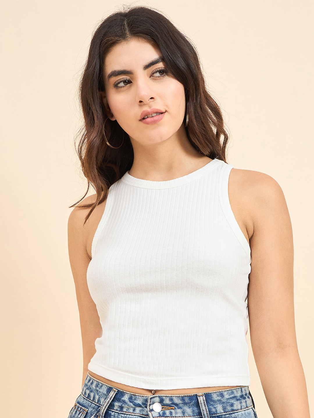 

Strong And Brave Tank Crop Top, White